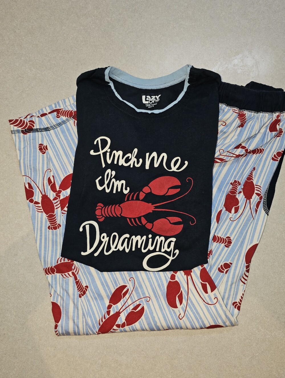 Lazy One, Navy and Red Lobster Pajama Set - Size Small - Picture 2 of 11
